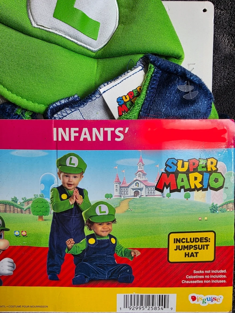 New Nintendo Super Mario Bros. Luigi Halloween Costume for Infant/ baby 6 12 Mnt